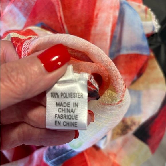 DKNY Patchwork Beach Coverup. SZ XL.  3/4‎ Sleeves. Pearl Encrusted Neckline. - Picture 12 of 14